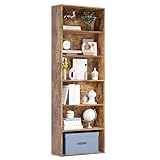 Nordivale Regal Holz 20 cm Tief, 6-Ebenen Bücherregal, Standregal,...