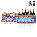 Yorbay Weinregal Mit LED-Licht Palette beflammt Holz, Wandbar mit 4...
