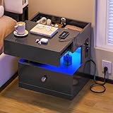AOGLLATI Nachttisch mit Steckdose Nachtschrank mit LED-Beleuchtung...