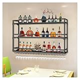 GLMGBP Weinregal mit LED-Beleuchtung zur Wandmontage, schwebende...