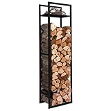 IDMarket - Vertikales Kaminholzregal, Stahl, schwarz, mit Regal, Höhe...