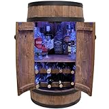 weeco Fassbar mit Tür und Weinregal RGB LED Beleuchtung, Hausbar...