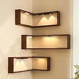 Eckregale, 3er Set Holz Wandregal Lagerregale, platzsparendes Display...