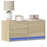 WEMYUFURN TV-Wandschrank mit LED-Beleuchtung Sonoma-Eiche tv Regal...