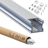 LASLUX 10x2m U-förmiges led aluprofil mit 10 milchigen led strip...