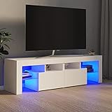 ShCuShan TV-Schrank mit LED-Beleuchtung Weiß 140x36,5x40 cm Wohnwand...