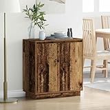 QJBSAVVA Nachttisch aus Massivholz Altholz Braun Vintage Design mit...