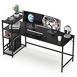 HOMIDEC Schreibtisch, Computertisch mit Bücherregal,...