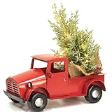 KI Store Vintage Rotes Auto mit Weihnachtsbaum Beleuchtung 31cm Metall...