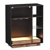 VASAGLE Weinschrank mit Beleuchtung, Sideboard mit LED, Küchenschrank...