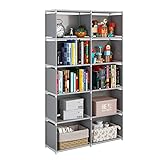JIUYOTREE Bücherregal mit 10 Fächern würfelregal aufbewahrungsregal...