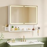 FORABAMB Spiegelschrank Bad mit LED-Beleuchtung & Steckdose,...