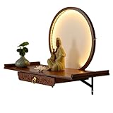 Bambus Wandmontierter Altarbarschrank mit LED-Beleuchtung, einziehbare...