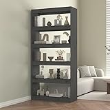 ULUYYUC Bücherregal Raumteiler Grau 80x30x167,4 cm Massivholz Kiefer...