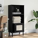Qnhdfrt Bücherschrank SENJA Rattan-Look Schwarz 60x35x130cm Massives...