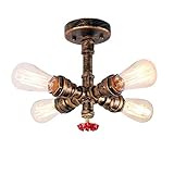 iDEGU Industrielle Deckenleuchte Wasserrohr Lampe 4 Lichter E27...