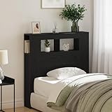 IBUQDDV LED Kopfteil mit Ablagen in Schwarz Eiche 100x18,5x103,5 cm...