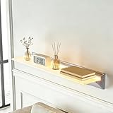 SUNXURY LED Wandregale 50cm Glasboden Regal mit LED-Beleuchtung für...