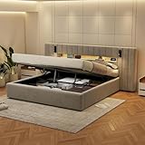Bett 180x200 mit LED und USB, Polsterbett 180x200 cm mit Stauraum und...