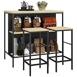 HOMCOM Bartisch mit Barhocker Set, 3-TLG. Bartisch-Set inkl....
