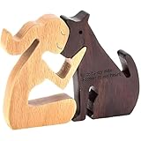 Wjelet Holzstatue Mann Und Hund Dekofigur, Handgeschnitzte...