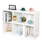 Floordirekt Bücherregal weiß, Holzregal mit 6 Fächern, Würfelregal...