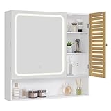 FORABAMB Spiegelschrank Bad mit LED-Beleuchtung & Steckdose 80cm...