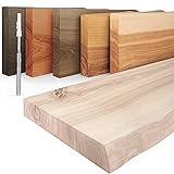 LAMO Manufaktur Wandregal Holz Baumkante | Regal Farbe: Roh |...