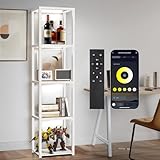 OUTON 170 cm Glasvitrine mit Beleuchtung, Dimmbarer LED-Stehlampe mit...