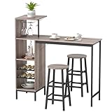 HOMCOM Bartisch mit Barhocker Set Tresentisch mit 2 Stühlen mit...