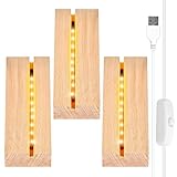 JOKILY led Sockel, 3 Stück Lichter Display Basis, Holzsockel, Desktop...