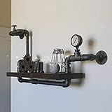 FKKPRVAX Wandregal Industrial Schwarz Metall Regal,Regal Holz Mit...