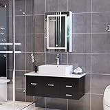 QSFCUB Spiegelschrank Bad mit Beleuchtung, 50cm Breit, Farbtemperatur...