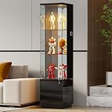 Gurexl Vitrine mit LED-Beleuchtung und Cabinet,Glasvitrine mit...