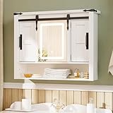 Elancee Medizinschrank mit Spiegel, Wandschrank mit Lichtern,...