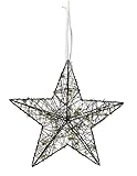 DARO DEKO Lichter-Stern mit LED aus Draht und Perlenkette schwarz Gold...