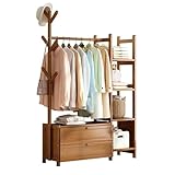 Freistehende Garderobe aus Walnuss-Bambus – Multifunktionaler...