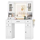 COSTWAY Schminktisch mit Beleuchtung, großer Frisierisch mit Spiegel,...