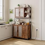 Dripex Küchenschrank 181cm Hoher Buffetschrank mit Arbeitsplatte, mit...