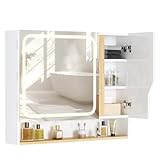 FORABAMB Spiegelschrank Bad mit LED Beleuchtung 80 cm Breit,...