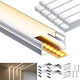 LASLUX LED Aluminium Profil 2m x 10pcs (20m), U-Schiene Aluprofil Mit...
