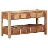 vidaXL Rustikale Solid Wood Medienablage | Freistehende Zwei Regale...