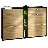 Vladon Schuhschrank Schuhkipper Today 155,5 x 95 x 28 cm mit RGB LED...