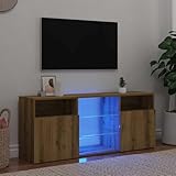 WRJENFSC TV Schrank Lowboard mit RGB LED Beleuchtung in Artisan-Eiche...