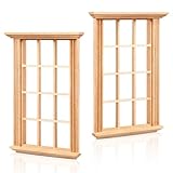 Housoutil Miniatur Möbel Holzfenster: 2 Stücke Mini Fenster Rahmen...