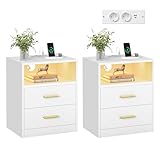 VASAGLE Custos Kollektion - Nachttisch mit Ladestation, 2er Set,...