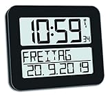 TFA Dostmann TimeLine Max Digitale Funkuhr, Kunststoff, Schwarz, L 258...