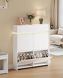 Hzuaneri Schuhschrank mit 4 Klappen, Schuhkipper Schmal mit...