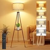 OUTON Stehlampe Holz Dreibein, Modern Dimmbar Stehleuchte mit...