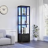 BROTTAR Bücherregal mit LED Beleuchtung, Küchenregal Stehend mit 3...